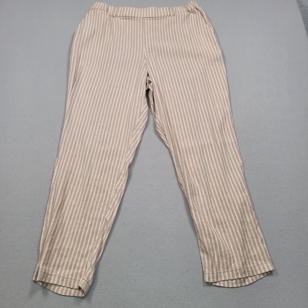 NIC+ZOE Neutral Multi Striped Pants Size 16 S231834 Tan White Trousers